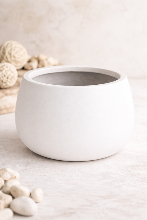 Olive Fiberglass Planter - White 🌿