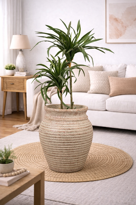 Basil Traditional Fiberglass Planter - Rust Patina 🌿