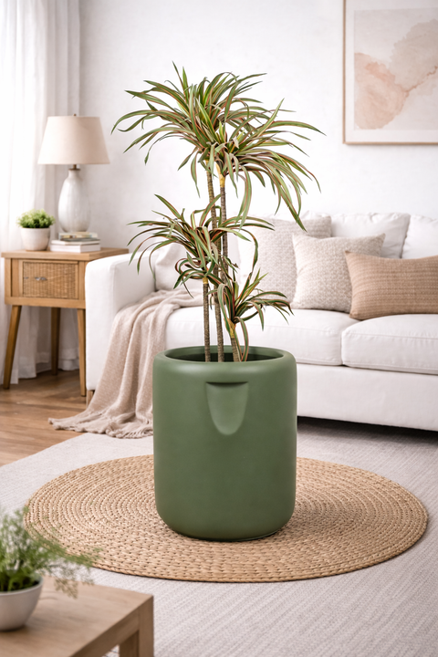 Cool Fiberglass Planter - Olive Green 🌿