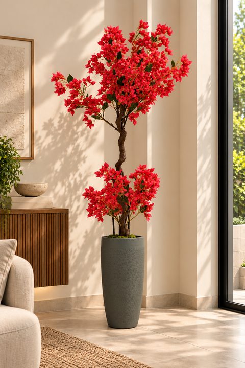 Artificial Scarlett Red Twisted Bougainvillea Plant