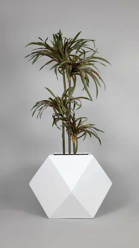 Diamond Fiberglass Planter - White 🌿