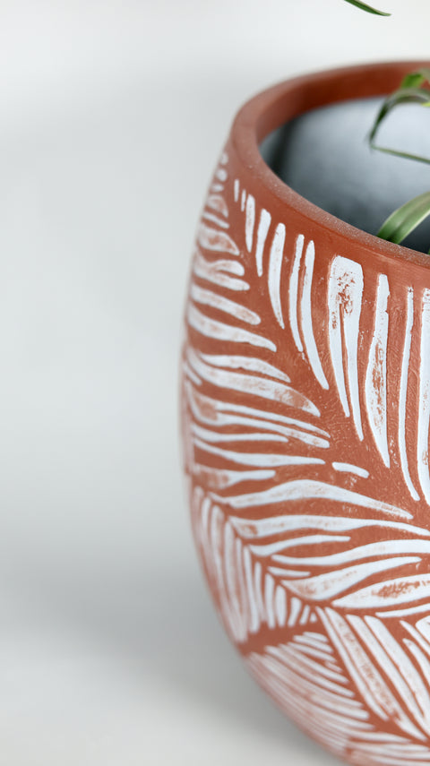 Leaf Fiberglass Planter - Terracotta 🌿