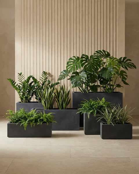 Ractangle Fiberglass Planter - Rustic