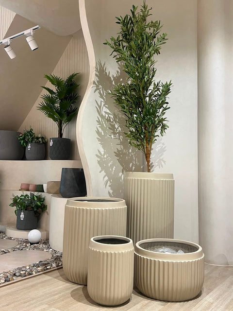 Orchid Fiberglass Planter - Beige Cluster🌿